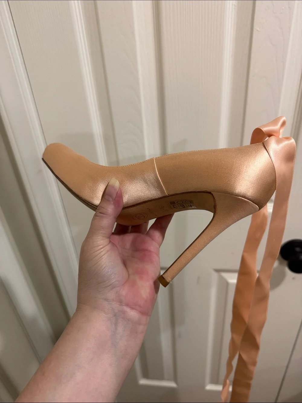 CHANEL/Blush/Pink Satin Ribbon/4” Ballet Heels/US Size 6.5/Worn Once! VINTAGE!!